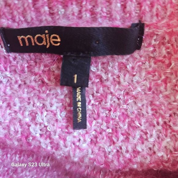 Maje womens Sz 1 usa S pink Marguerita cardigan sweater - Picture 6 of 7